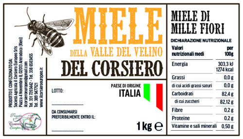 Etichetta del Miele della Valle del Velino del Corsiero